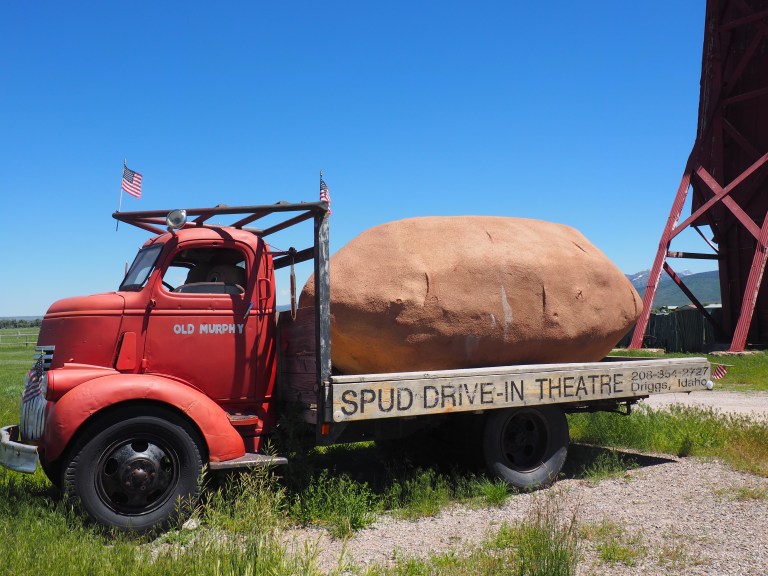 Potato on truck at the Spud drive in theatre Driggs Idaho
