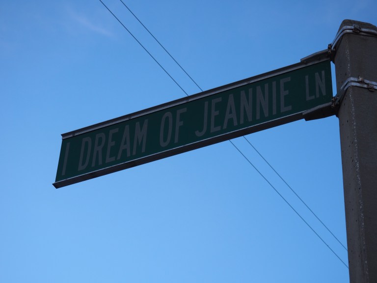 I Dream of Jeannie Lane street sign in Cocoa Beach Florida